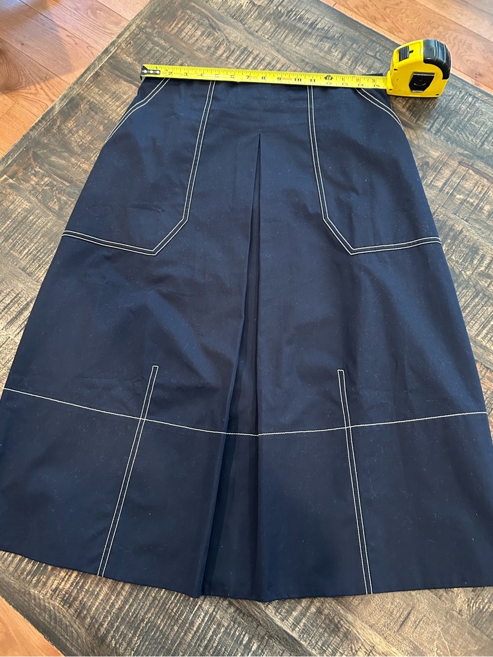 Banana Republic Navy Barrel Midi Skirt Size 8 RT$130 - Picture 2 of 7